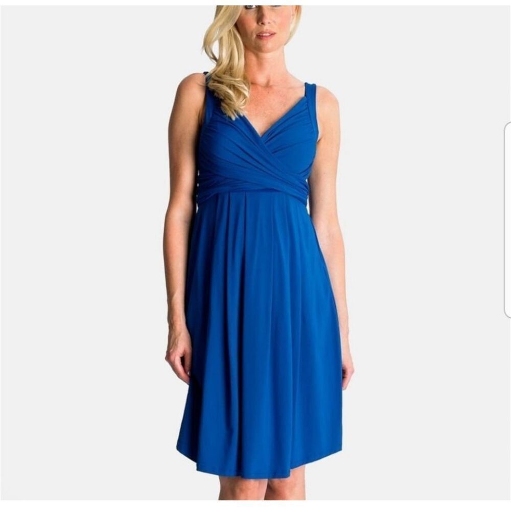 Eva Alexander royal blue sleeveless fit and flare dress - 8